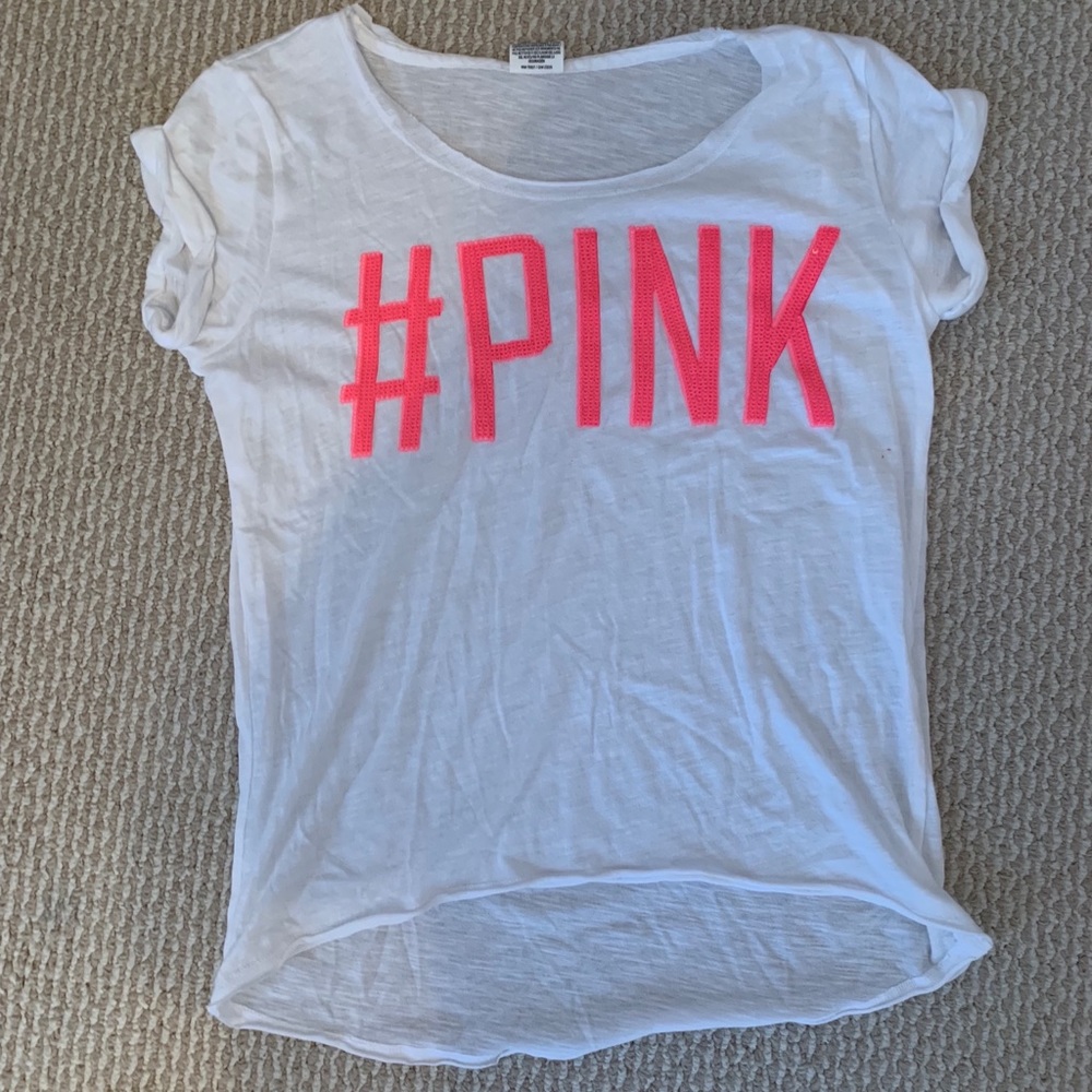 ❌SOLD❌ PINK super cute sequin vs pink tee